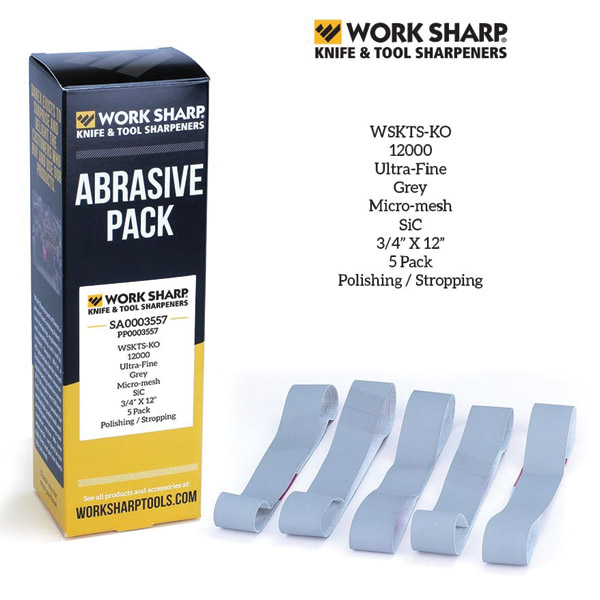 WORKSHARP REPLACEMENT BELT PK POLISHING & STROPPING 5PCE 12000 GRIT